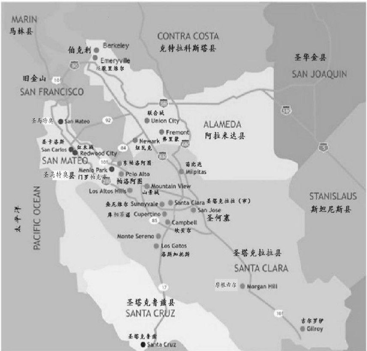 图1-1 2013年的硅谷地图
